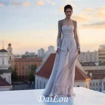 Jumpsuit Pants Evening Dresses Prom Gowns Dark Navy Formal Event Suit Boho vestido de Long Sleeve Evening Party Dress.