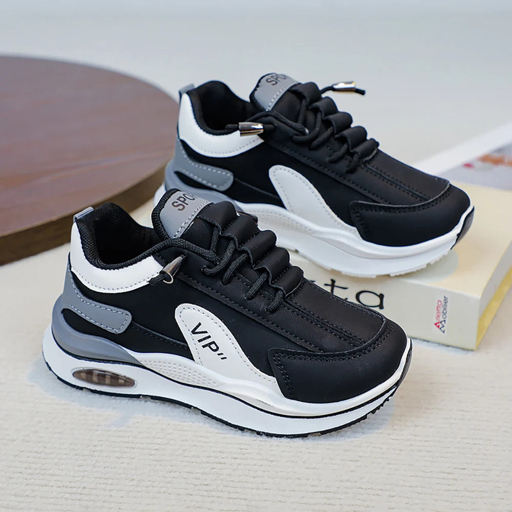 Teenager Kid's Sneakers For Autumn PU Leather Waterproof Children's Sport Shoes Trend Fashion Outdoor Running Shoes For Boys