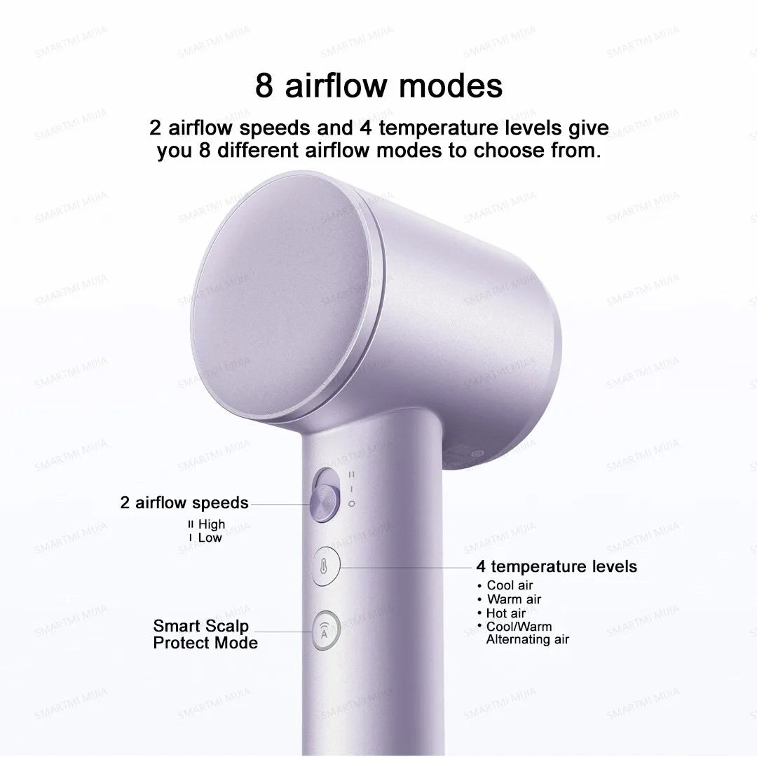 XIAOMI MIJIA High‑Speed Hair Dryer Pro,110k RPM,70 m/s Air,8 Airflow Modes,50 °C Constant Temp,200M Ions,CN Version With Ada.