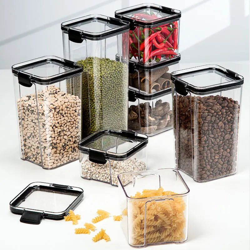 Dry Food Storage Box Food Containers Transparent Stackable Kitchen Spaghetti Noodles Sealed Tank Cans Organizers Bottles