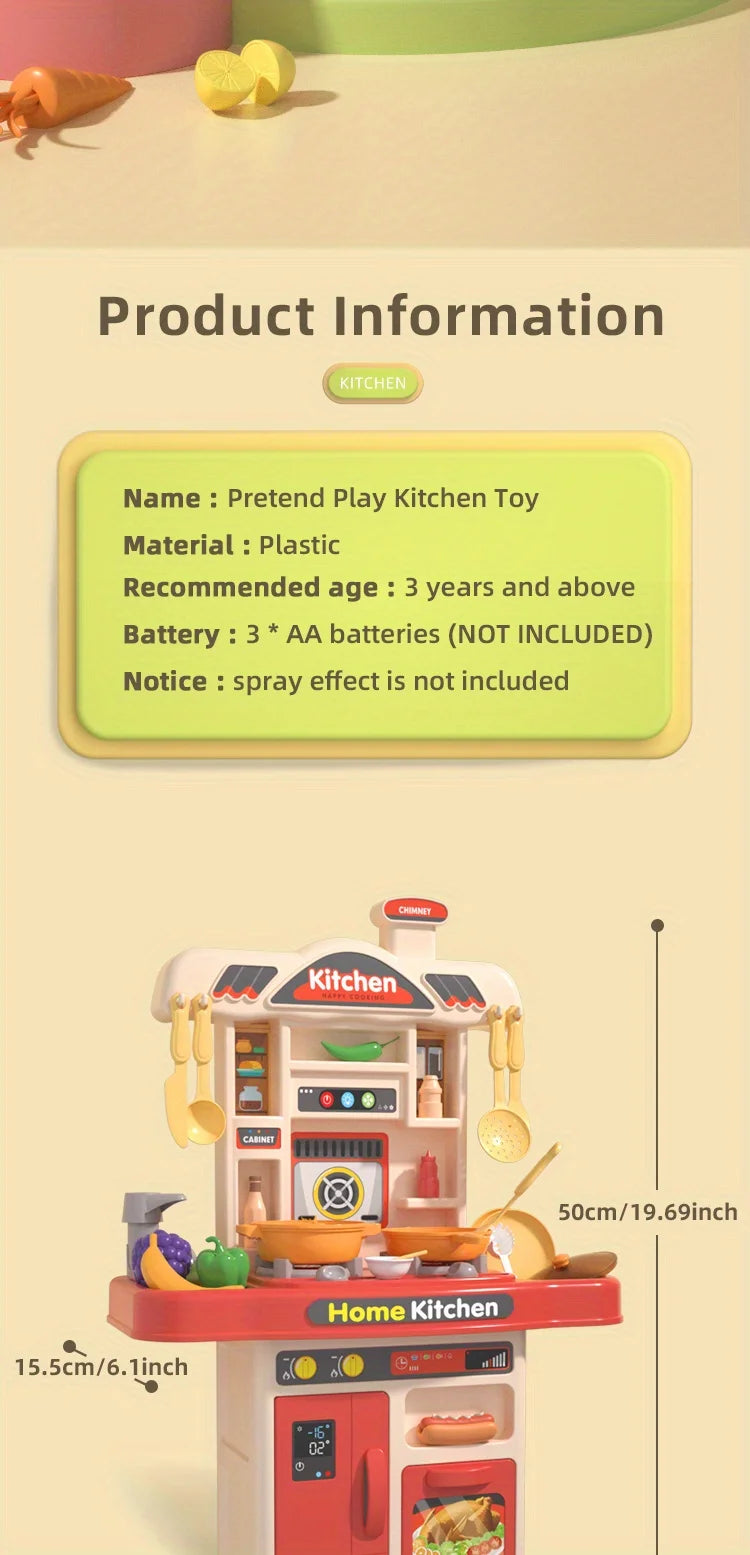 Realistic Pretend Play Cooking Toy for Kids, Chef Playset Kitchen Accessories, Lights & Sounds,for Toddles Girls Boys Gifts.
