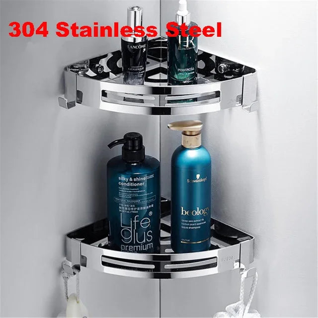 1/2/3 Schichten Eckduschregal Badezimmer Shampoo Duschregal Halter 304 Edelstahl Schlagfrei Küchenstativ Eckständer