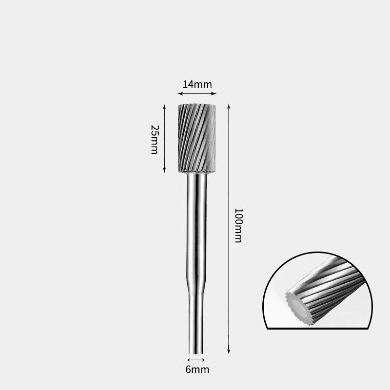 Hartmetallfräser, Wolframstahl-Schleifkopf, zylindrisch 6 mm, AE AX AX Metallfräser