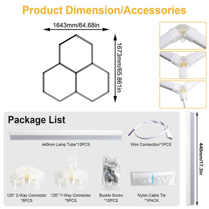 High brightness honeycomb hexagonal garage LED light 6500K suitable for garages, 4S workshops, car beauty shops, gyms.