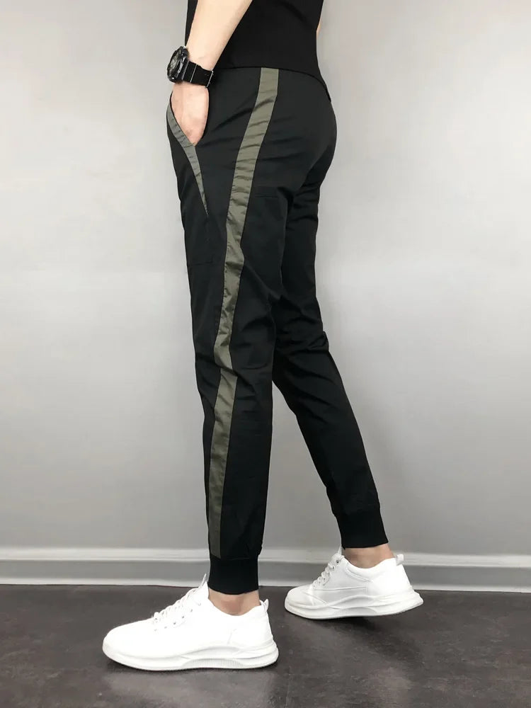 2023 Summer Men's Slim Fit Harajuku Style Lightweight Harem Pants Casual Trendy Korean Version Nine Point Length Mens Pants.