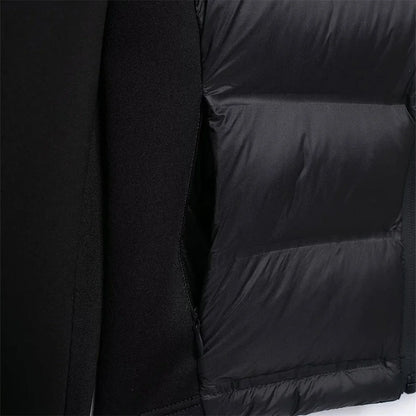 ZBZA Damenmode mit Kapuze, Neopren-Effekt, gespleißter, wattierter Jacke, hoher Kragen, lange Ärmel, verstellbare Kapuze, lässig, schmale Passform, warmer Mantel, Herbst/Winter, neue schicke Damen-Oberbekleidung