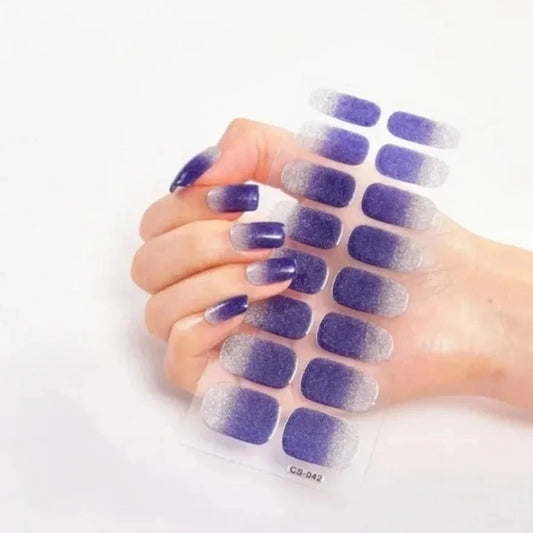 Glitter Gradient Full Cover Nail Art Stickers Fashion Silver Purple Nail Polish Strips DIY Waterproof Nail Foil Sticker Manicur.