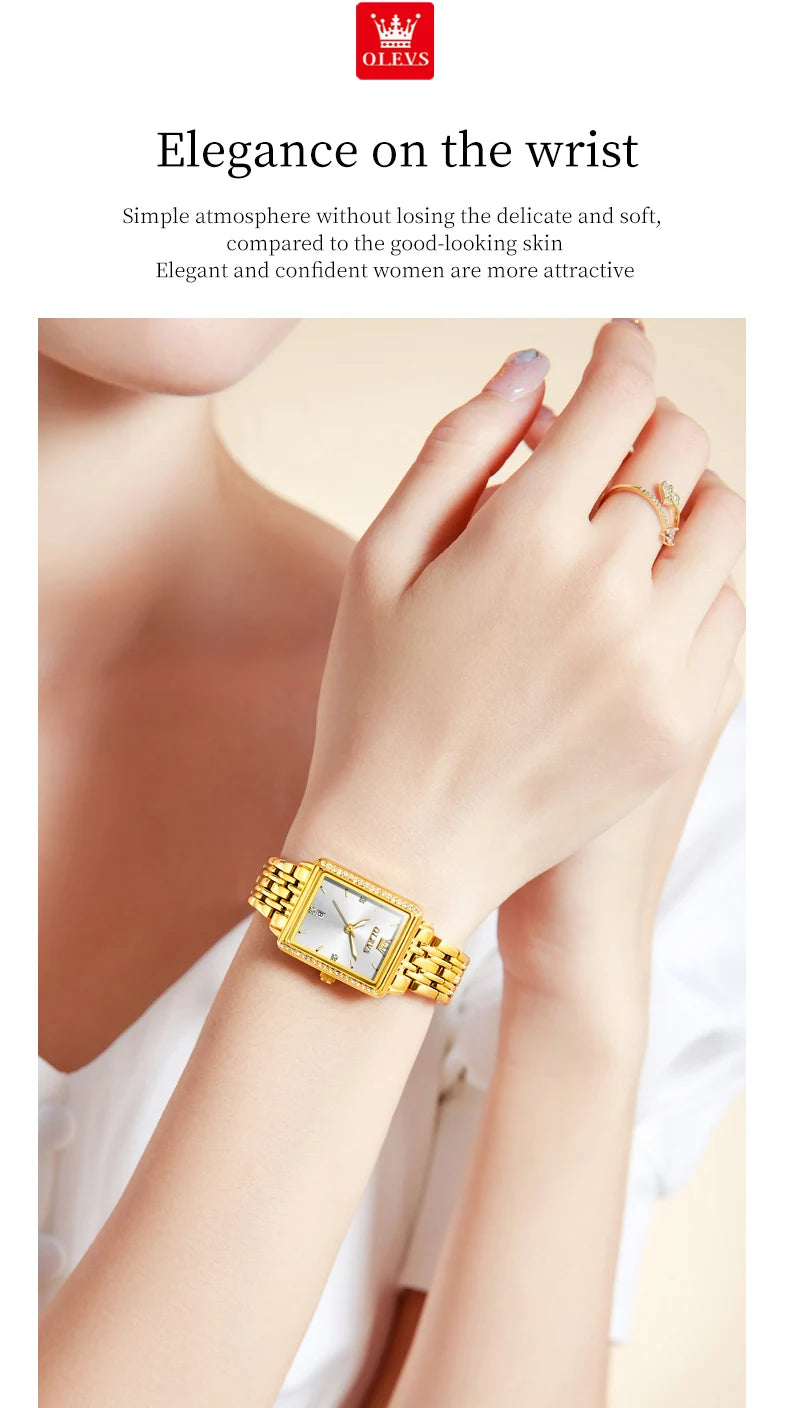 OLEVS 9995 Women's Watch Luxury Elegant Quartz Ladies Wristwatch Top Brand Waterproof Luminous Date Original Watch For Women.