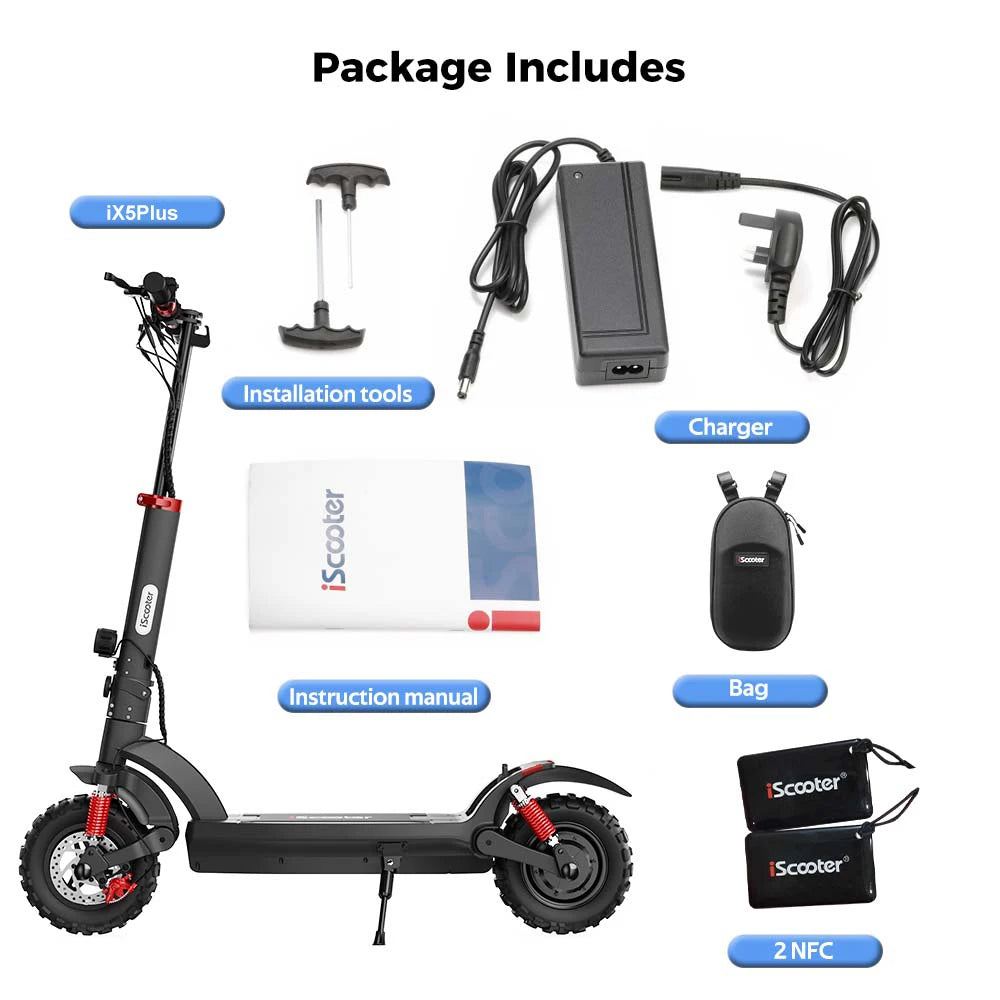iScooter iX5Plus Foldable Adult Electric Scooter E-Scooter 45 KM/H Electric Kick Scooter 1000W Skateboards 48V 17.5Ah Kickboard