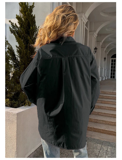 New Long Sleeve Ladies Tops Blouses Button Down Casual Shirt Women Turn-down Solid Collar Loose Blouse Women.