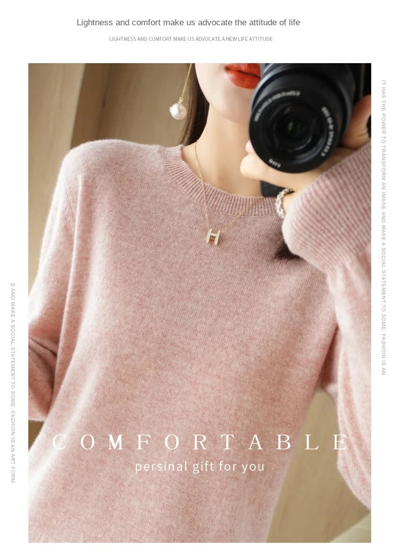 Herbst Winter frauen Pullover Oansatz Kaschmir Solide Pullover Schlank Bodenbildung Shirt Langarm Casual Grundlegende Pull Femme Pullover