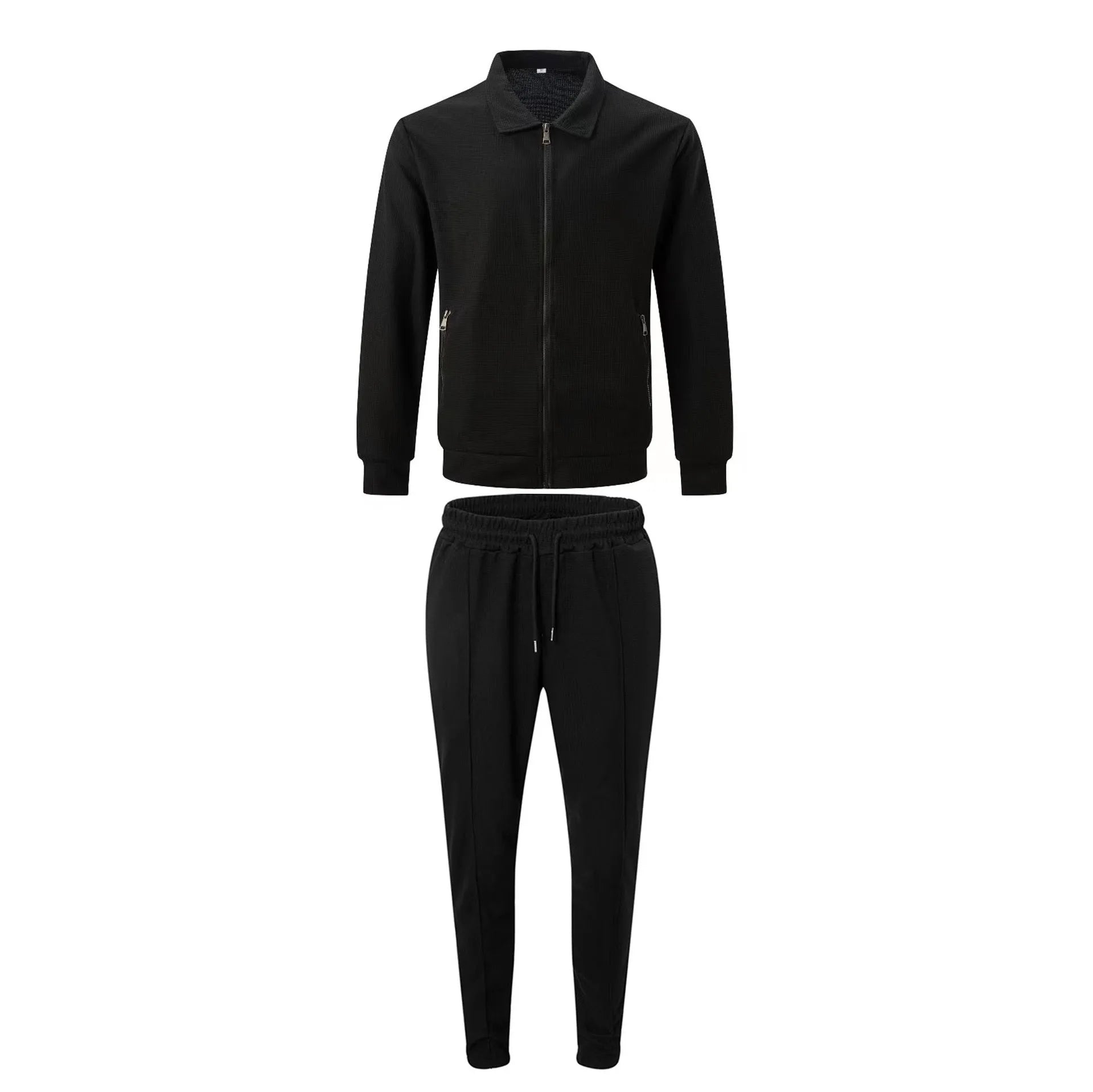 The new 2025 spring and autumn sports men's youth popular solid color jacket jacket trousers two leisure sports suit.