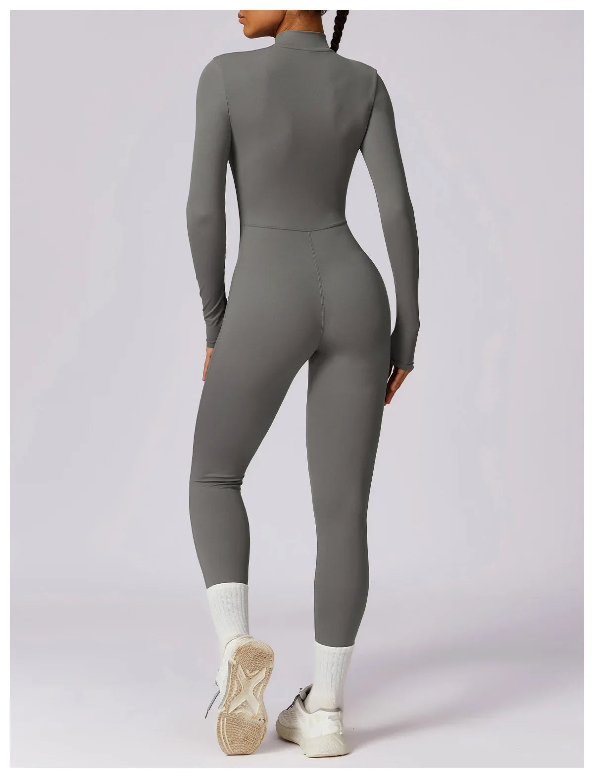 Zipper Sensation Long Sleeve Yoga Suit High Intensity Fitness Sports Bodysuit Tight Fit Clothing 8306 One Piece Suit.