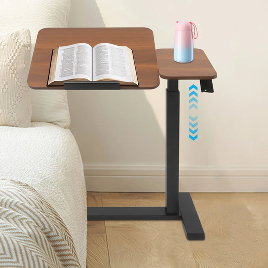 Mobiler Stehschreibtisch mit Tablettplatte, höhenverstellbar, 26–41 Zoll, drehbar, 40 kg belastbar, versteckte Räder für Home-Office-Laptops