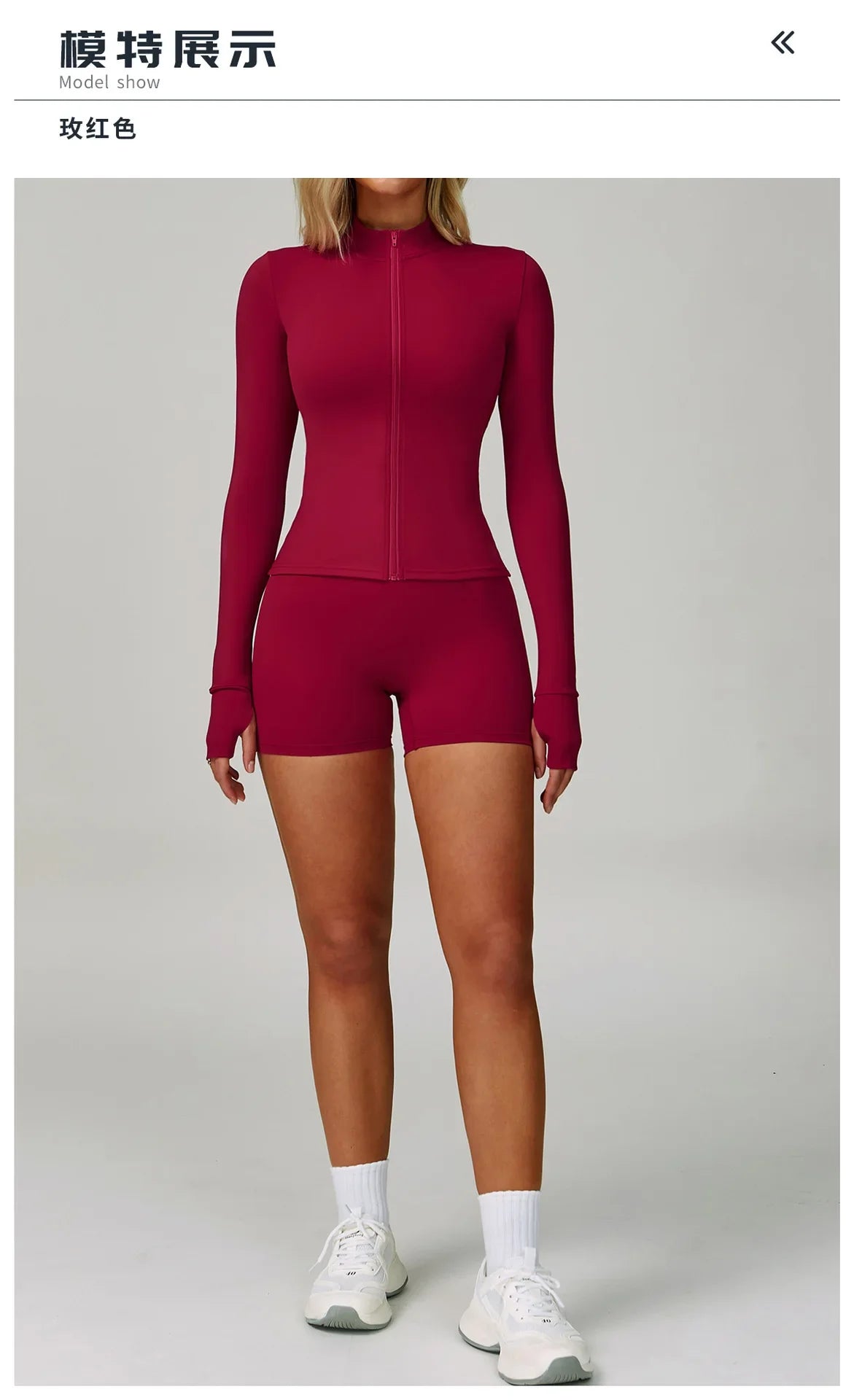 Yoga Shorts Set Women Sports Bra Long Sleeve Zipper Jacket Tight Fitting Pants Fitness Suit Outdoor Running 2PCS Workout Clothes.