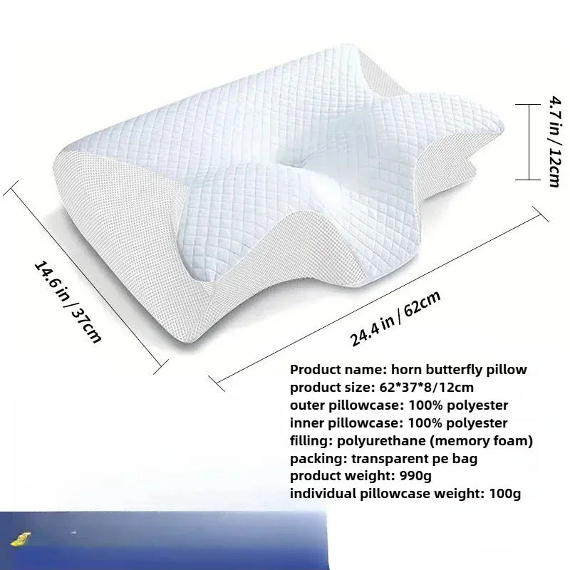 Butterfly Sleep Memory Neck Pillow Slow Rebound Comfortable Memory Foam Sleep Pillow Cervical Orthopedic Neck Massage Bed Pillow.