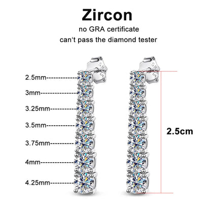 KNOBSPIN D VVS1 Moissanite Pandent Earrings for Woman Wedding Jewely with GRA s925 Sterling Sliver Plated 18k White Gold Earring.