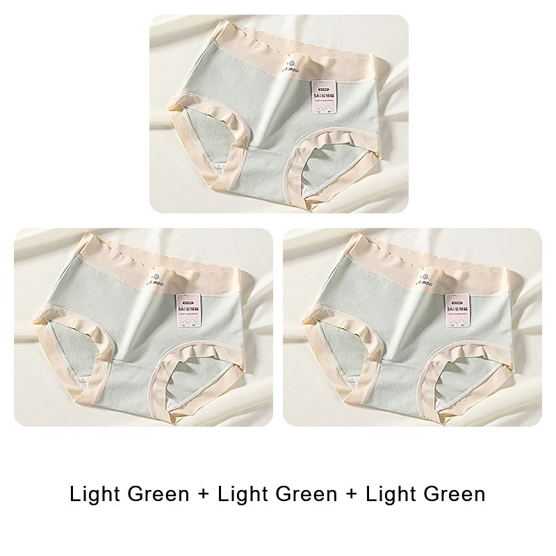 3PCS Female Underwear Antibacterial Pure Cotton Sexy Mid-rise Cotton Panties Woman Traceless Fashions Women's Intimate Intimates