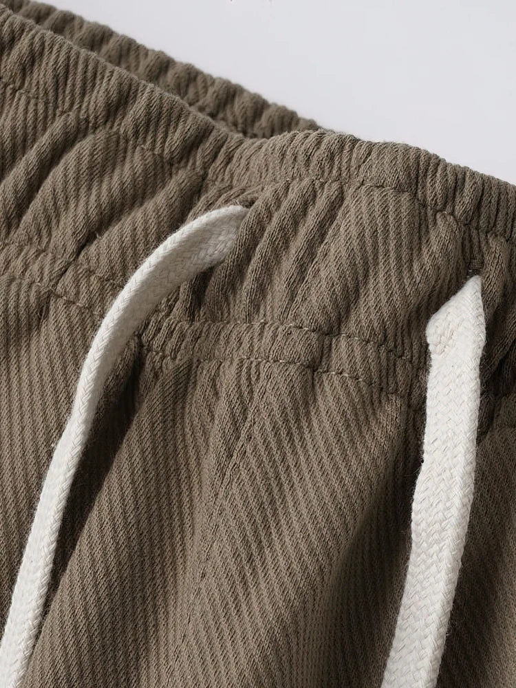 65% Cotton Twill Baggy Casual Jogger Pants Men 380g Anti-wrinkle Work Wear Trousers Outdoor Sport Sweatpants Breathable Knitted.