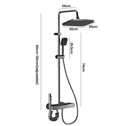 Bathroom Shower System LED Light Shower Head Set Brass Mirror Thermostatic Bathtub Faucet Digital Display Hot & Cold Showers