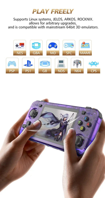 15000+ Ready Games! 3.5" IPS Retro Handheld Console RK3326, 3000mAh Long Play original ARKOS Blue R36H 64GB 128GB.