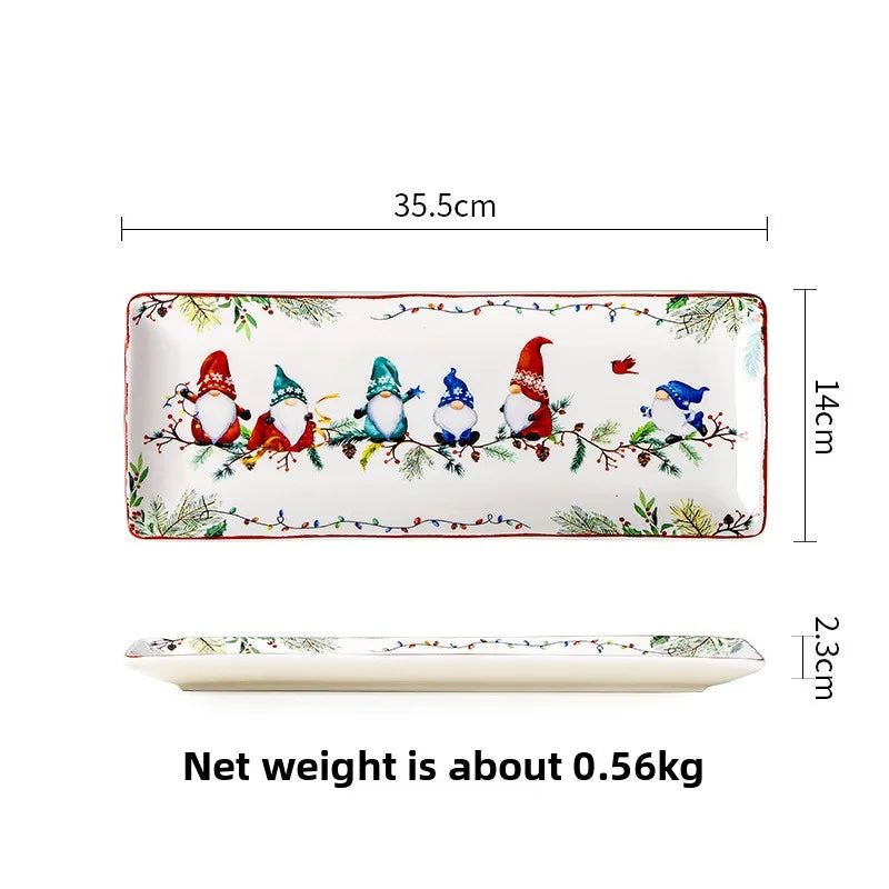 Goblin Series Ceramic Plate Large Dinner Plate Rectangle Tray Christmas Tableware Underglaze.