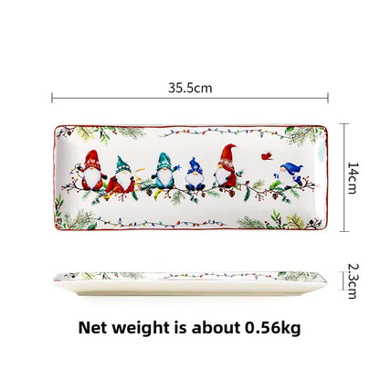 Goblin Series Ceramic Plate Large Dinner Plate Rectangle Tray Christmas Tableware Underglaze.