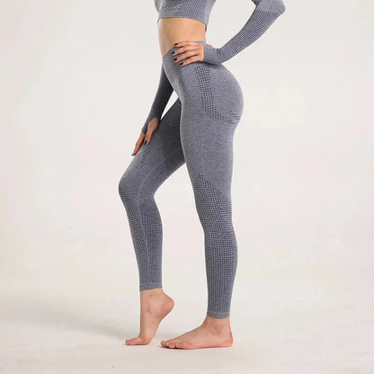 Sexy Seamless Knitted Yoga Sportswear Set Women's Quick Dry Tight Fitness Clothes Set Comfortable High-End Sensation