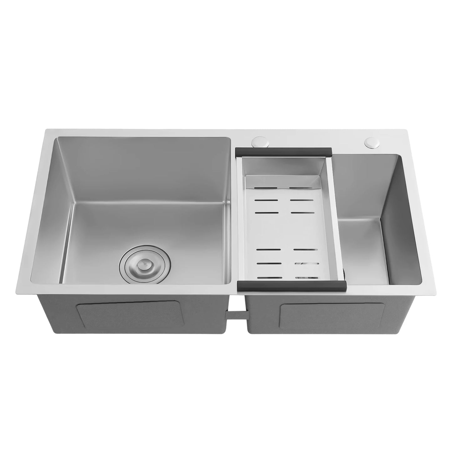 Rechteckiges Unterbau-/Topmount-Waschbecken mit schalldichten Pads, Doppelschüssel-Küchenspüle aus Edelstahl, Badezimmerwaschbecken ﻿