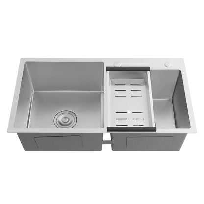 Rechteckiges Unterbau-/Topmount-Waschbecken mit schalldichten Pads, Doppelschüssel-Küchenspüle aus Edelstahl, Badezimmerwaschbecken ﻿