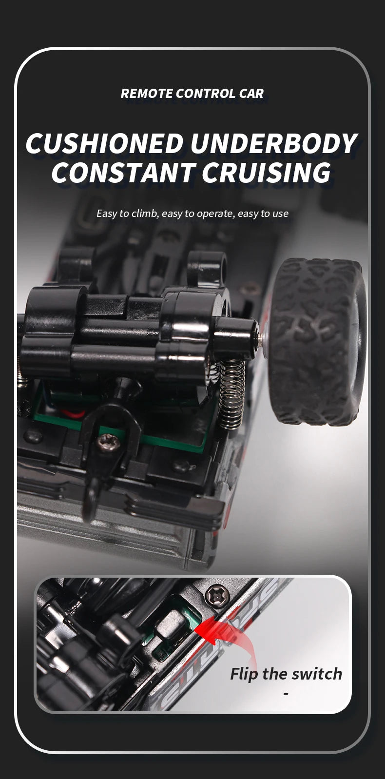 RC 1/64 Speed Mini Off-Road Climbing Car Alloy Cool Appearance Light Shock Absorption With LED Light Toy For Children's Gift.