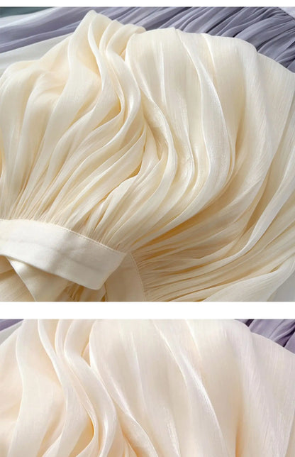 2025 Spring/Summer New Luster  A-line Women Skirt Solid Color High Waist French Paris Style Elegant Asymmetrical Skirt