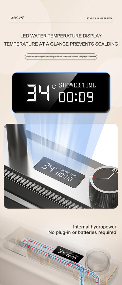 Edelstahl Küchen spüle Digital anzeige großes Single Slot hotel Multifunktion waschbecken mit Wasserfall Wasserhahn Wohnung