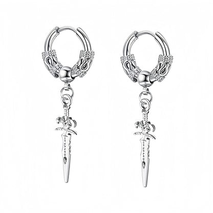 Long Hanging Crosses Leaves Pendants Hoops Woman Earrings Man Vintage Stainless steel Hip Hop Ear Piercing Jewelry Accessories