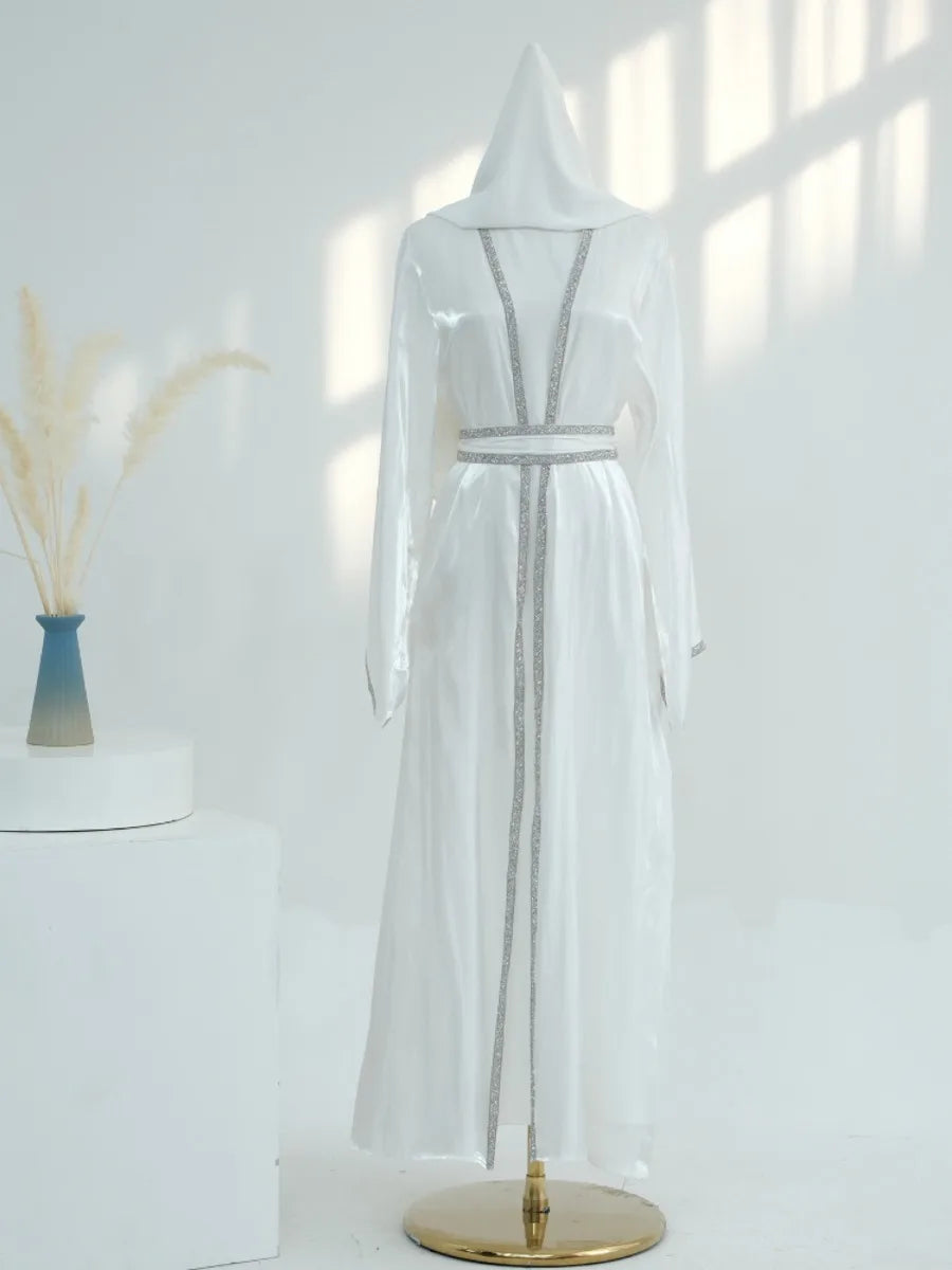 Muslim Abaya for Women Eid Dress 2 Piece Set Diamond Morocco Ramadan Lace-up Abayas Kaftan Islam Cardigan Dubai Arab Long Robe