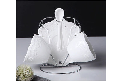 200ML. white embossed porcelain tazas cafe cup and saucer, ceramic cappuccino cup, vintage latte cup, turkish tea cups, tazze.