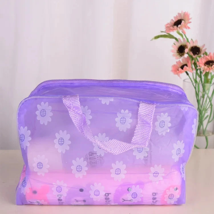 5 Color Waterproof PVC Cosmetic Storage Bag Women Transparent Organizer for Makeup Pouch Compression Travelling Bath Bags.