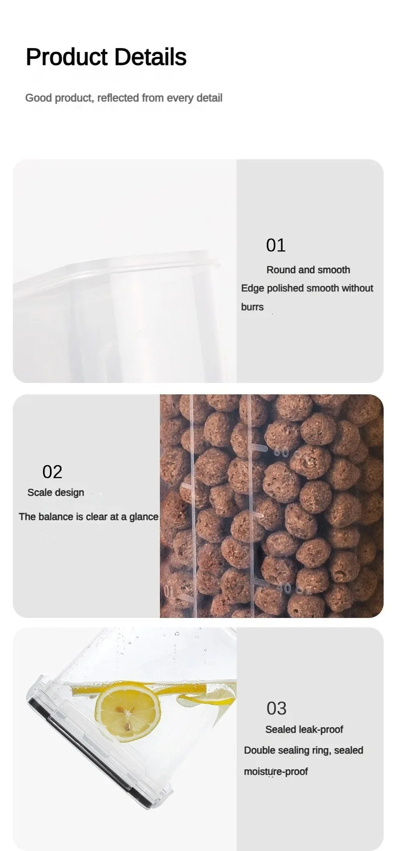 4PCS Kitchen Food Storage Tank Miscellaneous Grain Storage Box 2.5L/4L Set Transparent PP Sealed and Waterproof Storage Tank..