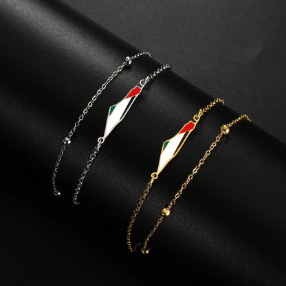 COOLTIME Palestine Map Charm Women Bracelets Stainless Steel Adjustable Double Layer Men Geography Bracelet jewelry Wholesale.