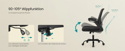 SONGMICS Bürostuhl, Schreibtischstuhl, Drehstuhl mit Netzspannung, ergonomisch, gepolsterte Lendenstütze, Wippfunktion