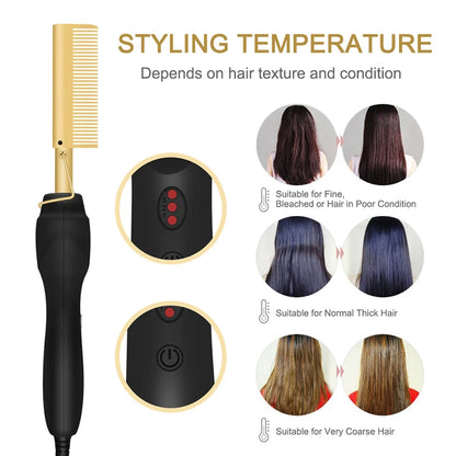 Hot Comb Straightener Electric Hair Straightener Portable Hot Comb Electric Hot Comb For Wigs.