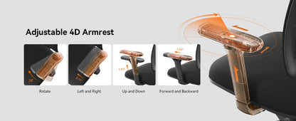 NEWTRAL MagicH-BP Ergonomischer Bürostuhl mit Fußstütze und Lordosenstütze, 4D Armlehne, Rückenlehne und Verstellbarem Kopfsitz, Schreibtischstuhl aus Mesh für Büro