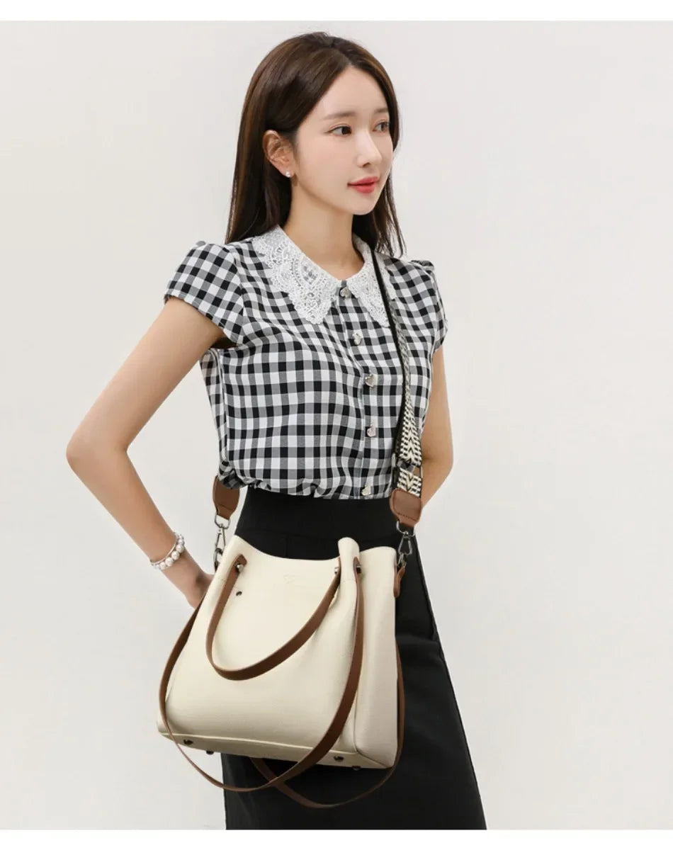 Genuine High Quality Leather Shoulder Crossbody Bags for Women Luxury Handbags Women Bag Large Capacity Soft Tote Messenger Bag.