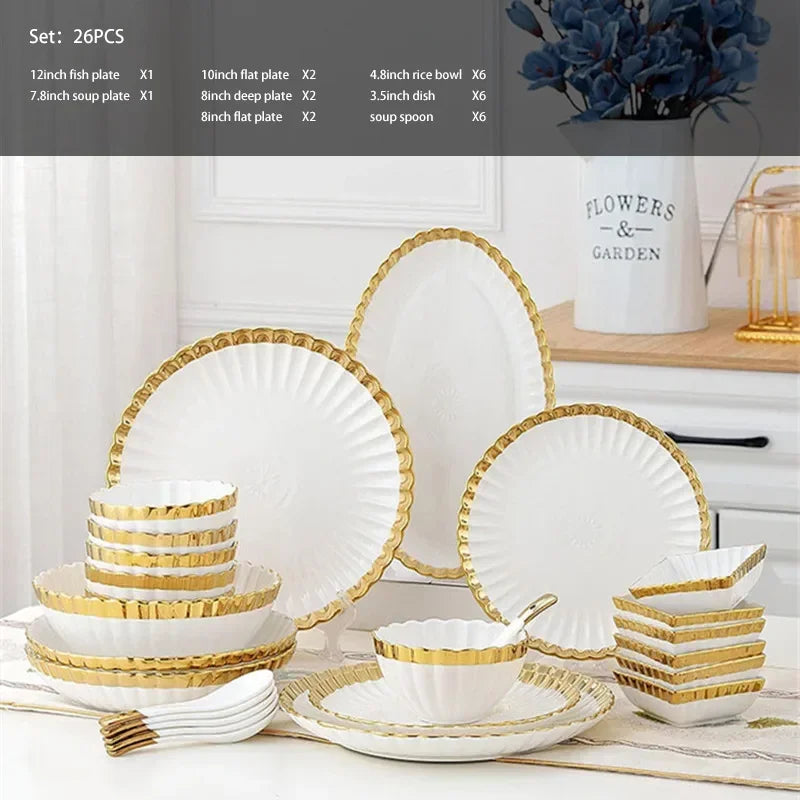 1pcs Upgrade white porcelain plates for food, dinner dishes, salad, soup bowls, ceramic porcelain plates, and tableware