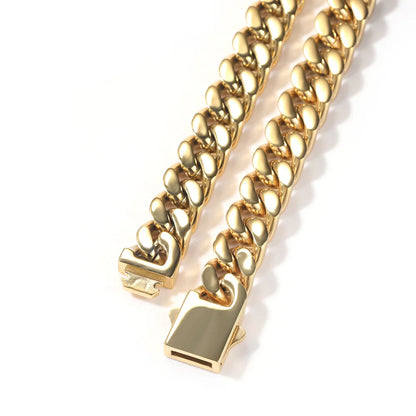 316 Stainless Steel Plated 18k Gold Fashion 8.10.12mm Encrypted Cuban Chain Miami Rap Hip Hop Men's Bracelet Accessory.