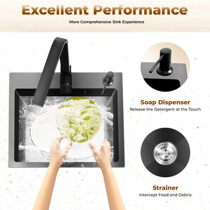 Komplettset für Küchenspüle mit 360° °   Drehbarer Wasserhahn für Familienrestaurant, Waschküche, Keller, Bar, Speisewagen, Dessert, Café