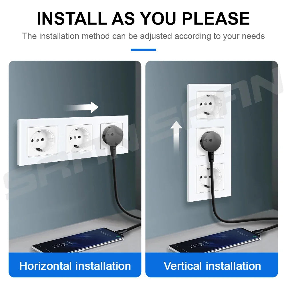 SRAN F6 Serie mehrere Rahmen Weiße Panel aus gehärtetem Glas, EU FR UN-Steckdosen und Schalter Dimmer-Lüfter-Fußlampe Rj45-Modul DIY.