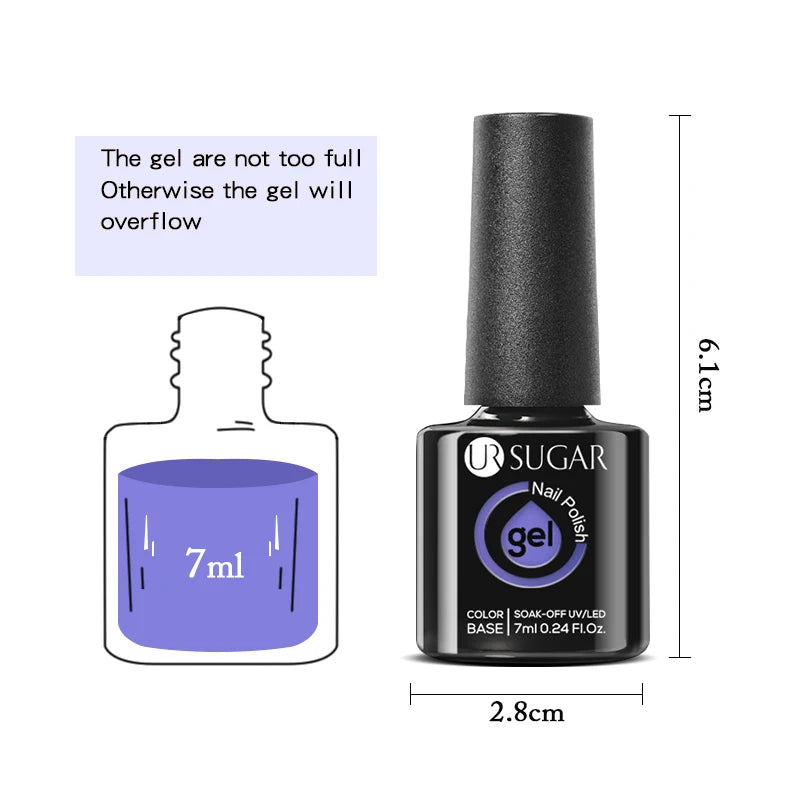 UR SUGAR 7/7.5ml Summer Blue Silver Gel Nail Polish Semi Permanent High Quality Soak Off UV LED Varnishes Nails Art Manicure.