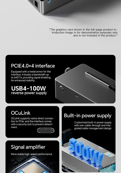 AOOSTAR AG02/AG01 EGPU Dock with OCuLink & USB4 Dual Ports, PCIe 4.0 x4 High Speed for Laptop Mini PC External Graphics Card.
