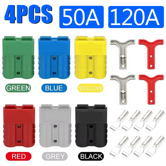 4Pcs Anderson Plug 50A/120A Power 2 Pin Battery Connector Charging Plug  Anderson Connector.